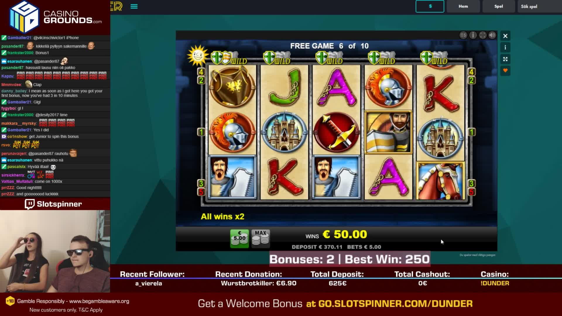 265 Free spins at Chomp Casino