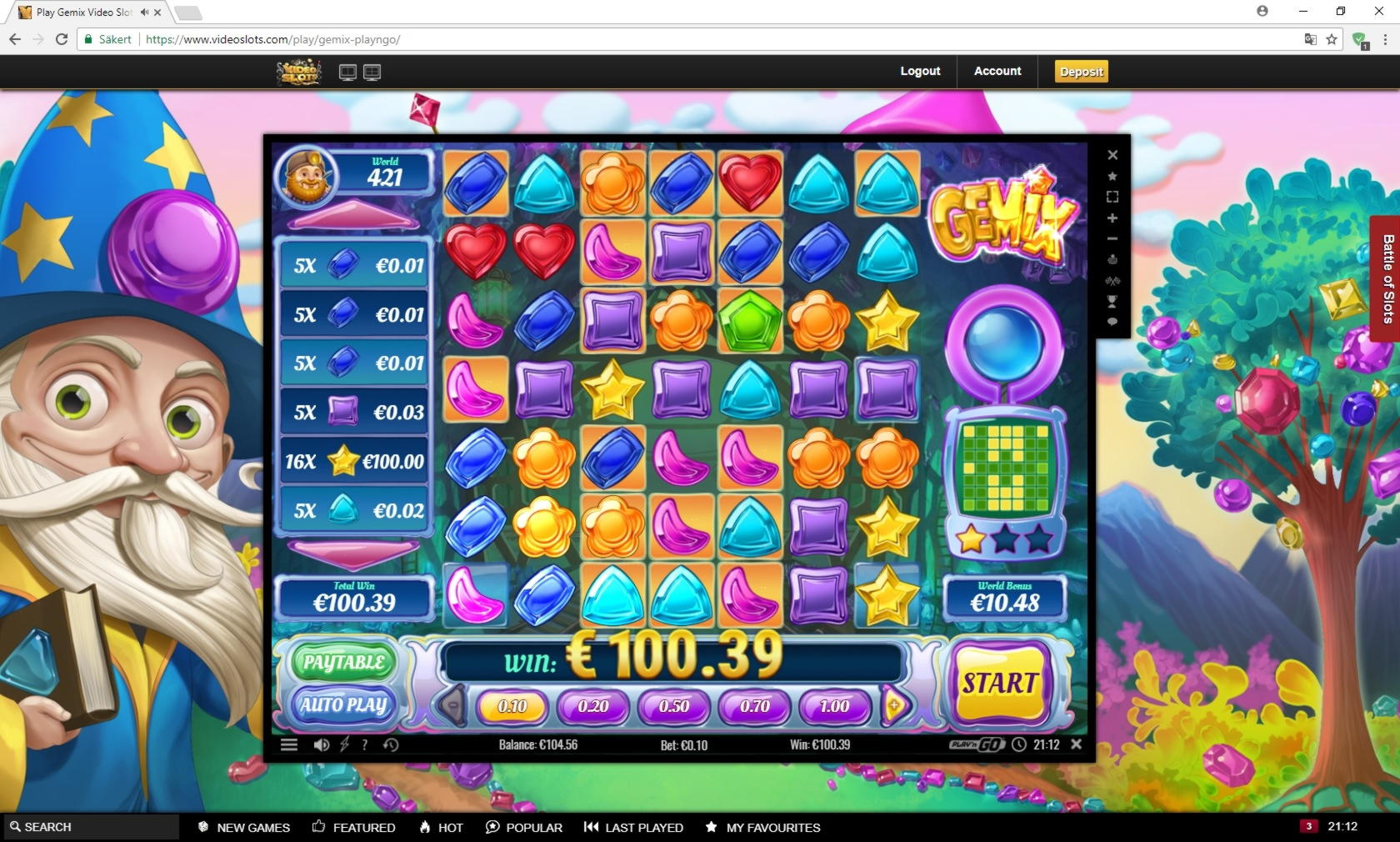 EURO 830 Online Casino Tournament at 888 Casino