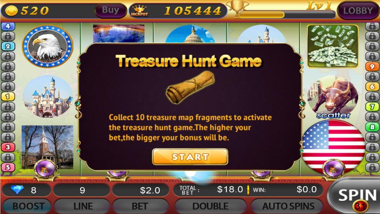 85 Free- ը կազինո է Treasure Island Jackpots- ում (Sloto Cash Mirror)