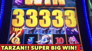 ⭐️TARZAN SUPER BIG WIN⭐️AMAZING BONUS med Retriggered! Las Vegas Aria Casino Slot