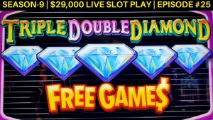 Slot Machine Triple Double Diamond Bônus de aposta máxima de $ 15 e bônus Huff N Puff ganhos | SE 9 | EP # 26