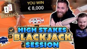Sessão de Blackjack High Stakes - Ganhando em grande com estratégia dinâmica