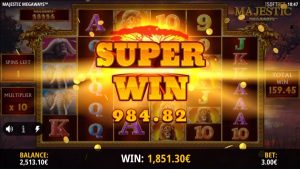 duża wygrana w kasynowym automacie bonusowym Majestic Megaways