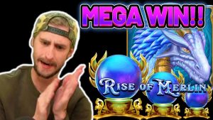 MEGA WIN !! aumento de MERLIN grande GANHO - APOSTA 5 € no jogo de bônus do casino do fluxo ao vivo do CasinoDaddys