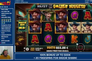 large Win From Heist For The Golden Nuggets Slot!!
