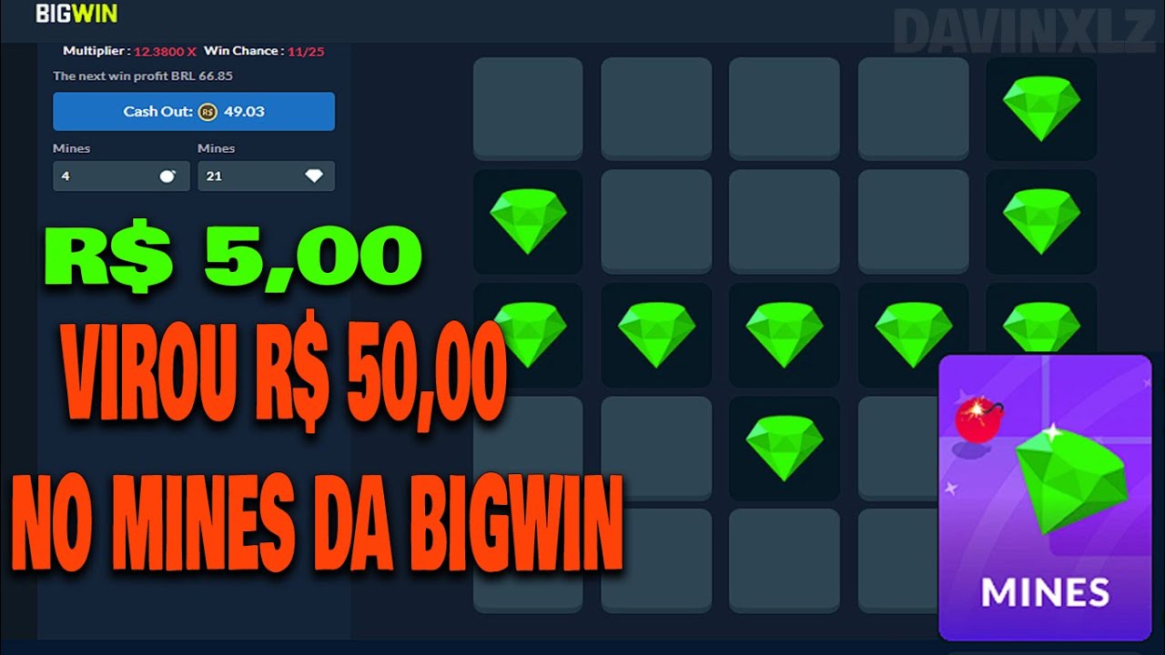 5,00 REAIS VIROU R$ 50,00 NO MINES DA BIGWIN –