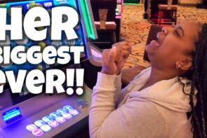 Her Biggest Win On This Slot Machine inward High bound!!