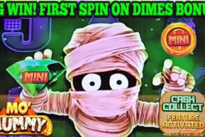 Big Win! First Spin on Dimes Bonus on Mo Mummy Slot in Las Vegas Slots