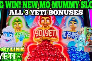 Big Win in New Mo Mummy Slots: All 3 Bonuses on Spooky Link Yeti Slot! New Las Vegas Slots