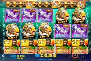 Big Win in Big Bass Bonanza 1000 4x Scatter 55x Free Spin 20 Bonus Free Big Profit Win Online Casino Slot