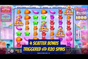 Big Win on Sugar Rush 1000 4X Scatter Bonus Triggered at R20 Spins