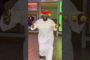 Celebrating His Big Win at the Casino