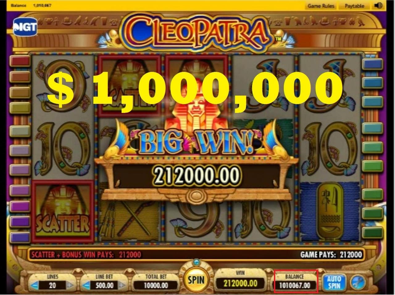 cleopatra casino slot big win
