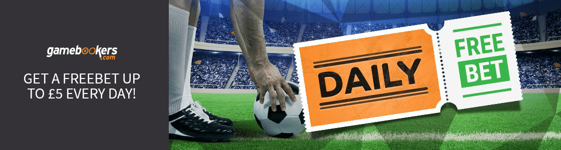 Get a FREEBET up to  Every Day at Gamebookers