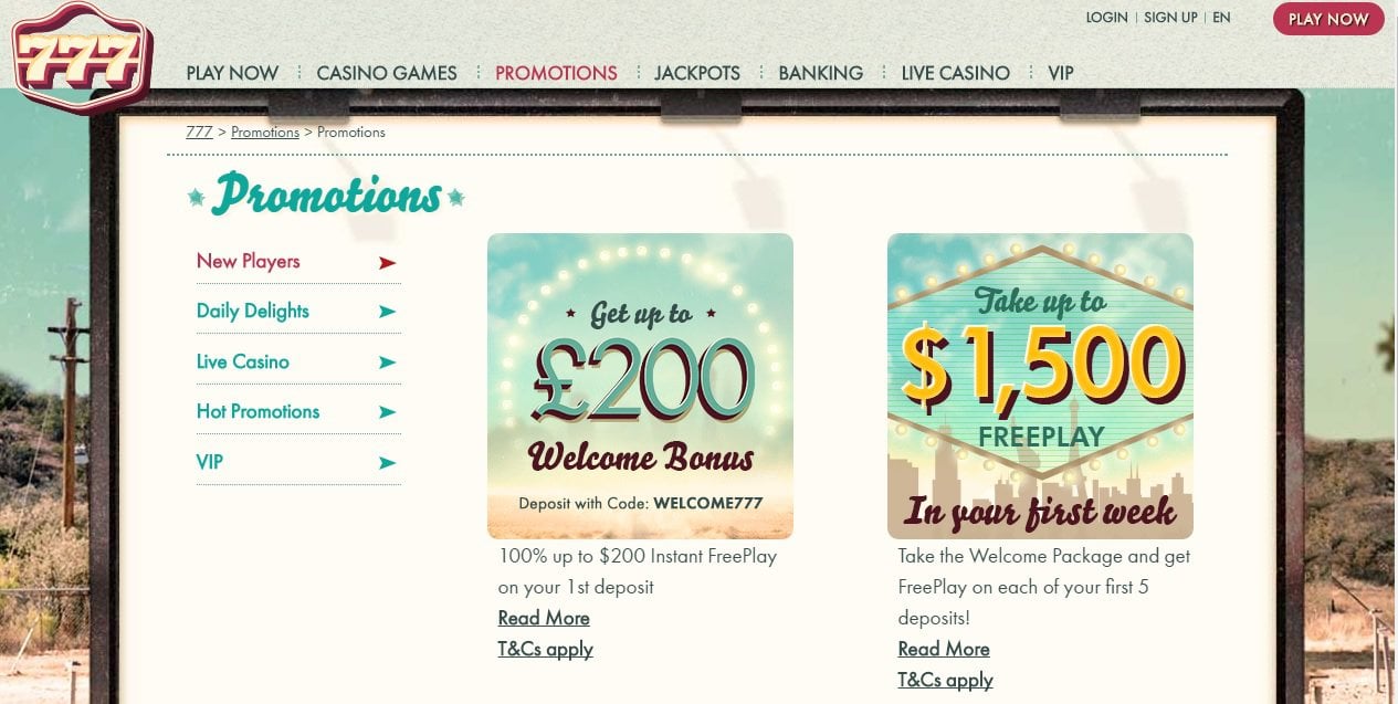 Get up to £200 Welcome Bonus + 00 Free play at 777 Casino