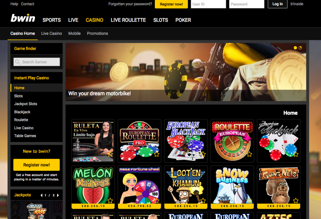 250% Match Casino Bonus at bWin