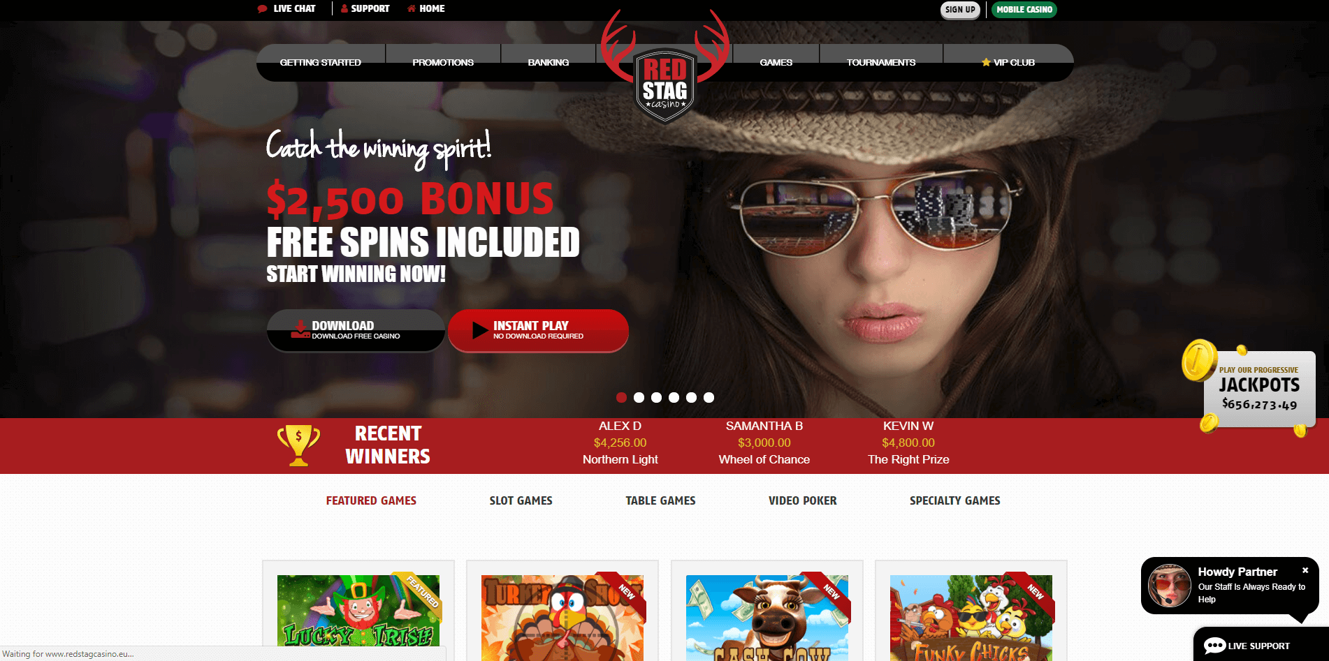 50% + 50 free spins from Red Stag Casino