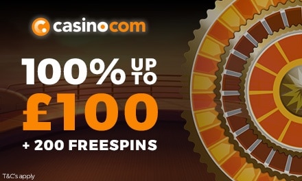 Get a First Deposit Bonus of 100% up to £100 + 180 Extra Spins on Age of the Gods at Casino.com