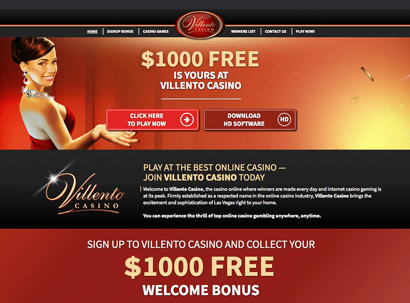 €1000 FREE IS YOURS AT VILLENTO CASINO