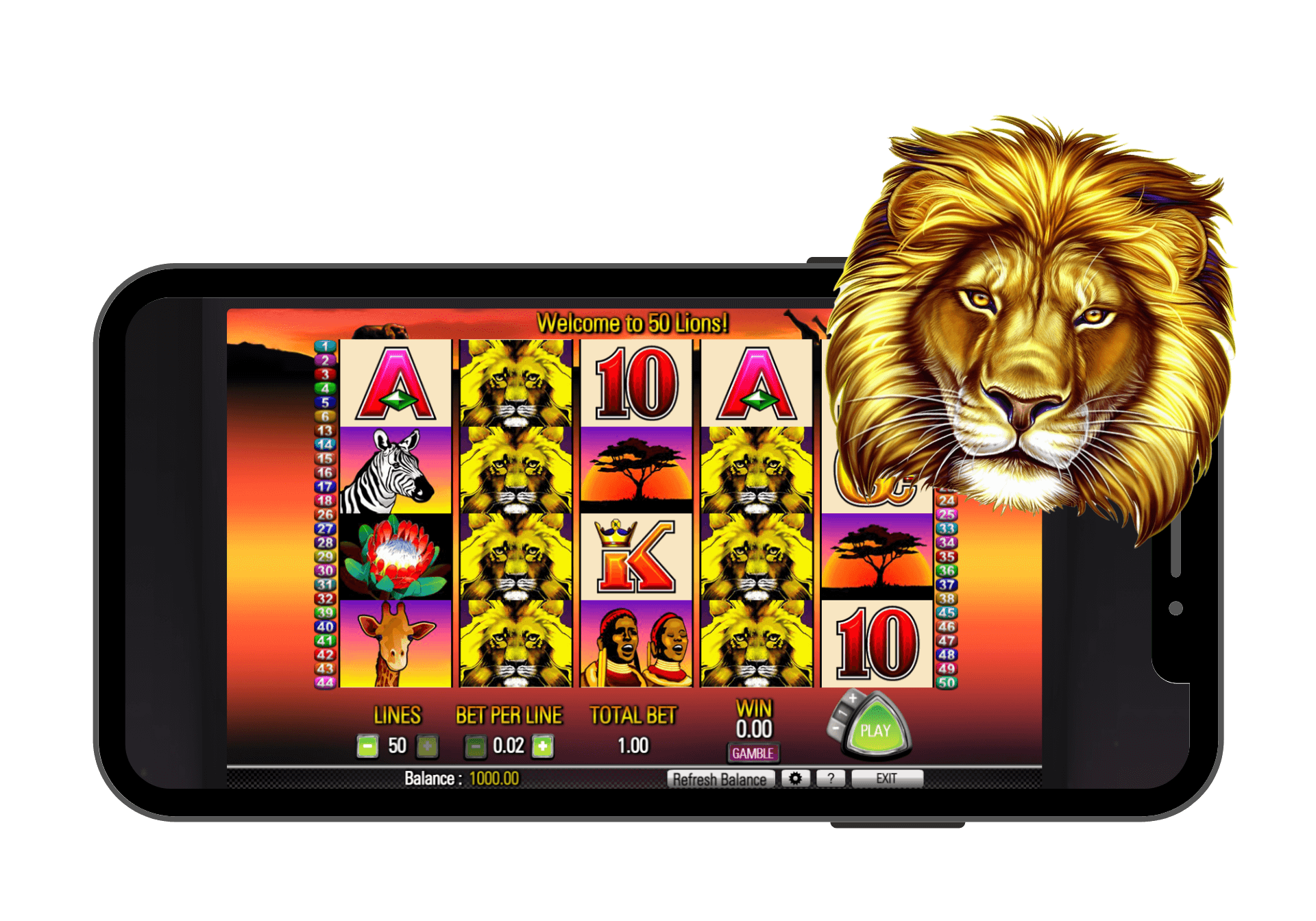 50 Lions Online Pokies Prawdziwe pieniądze